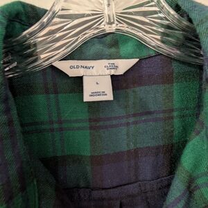 Old Navy Green and Blue Plaid Shirt
